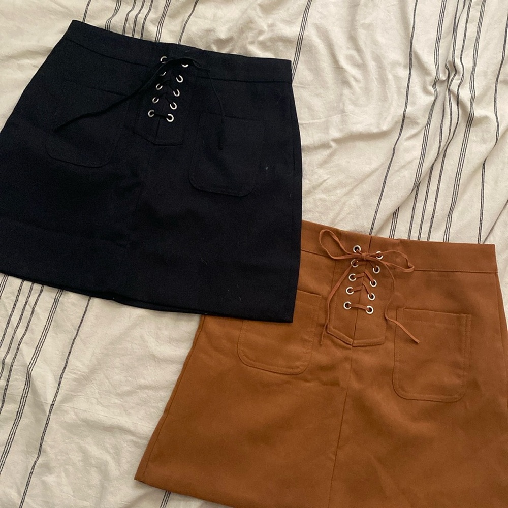 *SOLD* 2 Skirt Bundle - Suede Mini Skirt